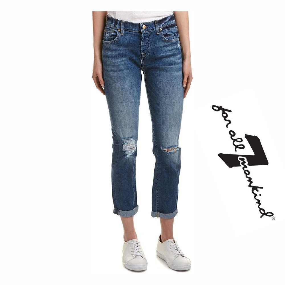 7 For All Mankind Women's Josefina Jeans Size 27 Distresses Skinny Boyfriend